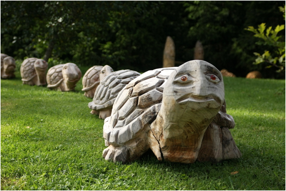 koka-skulptūras-bruņurupuči